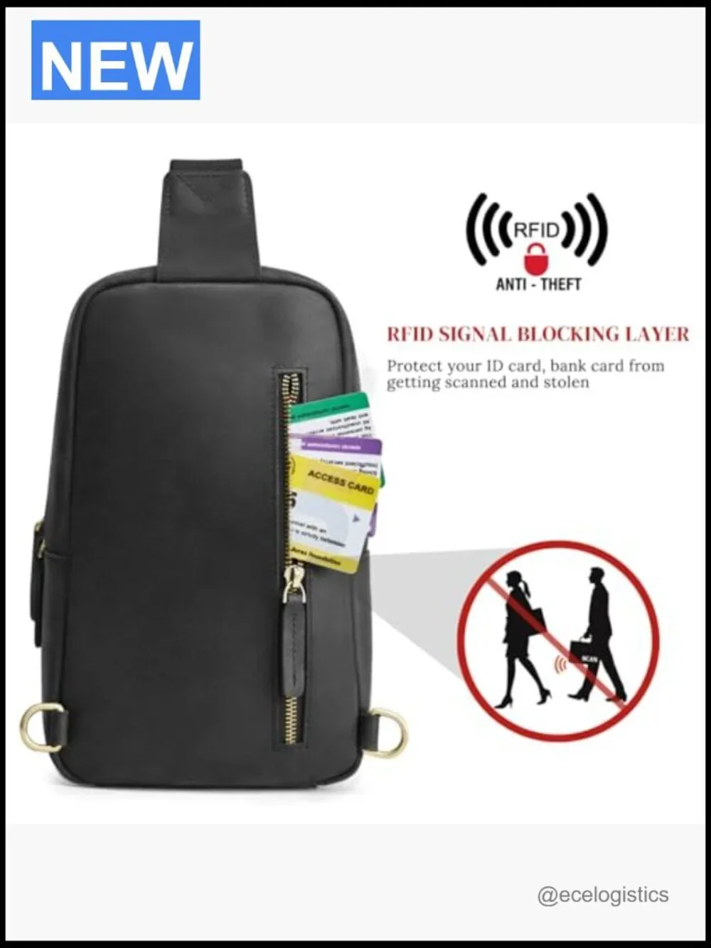 Vintage Leather Crossbody Sling Bag RFID Blocking Daypack Backpack